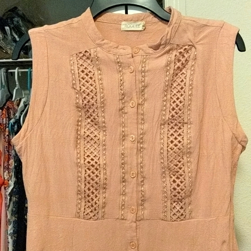 EUC Roolee lace front dress in pink